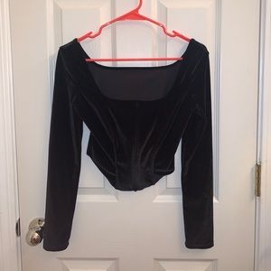 Black long sleeve velvet corset